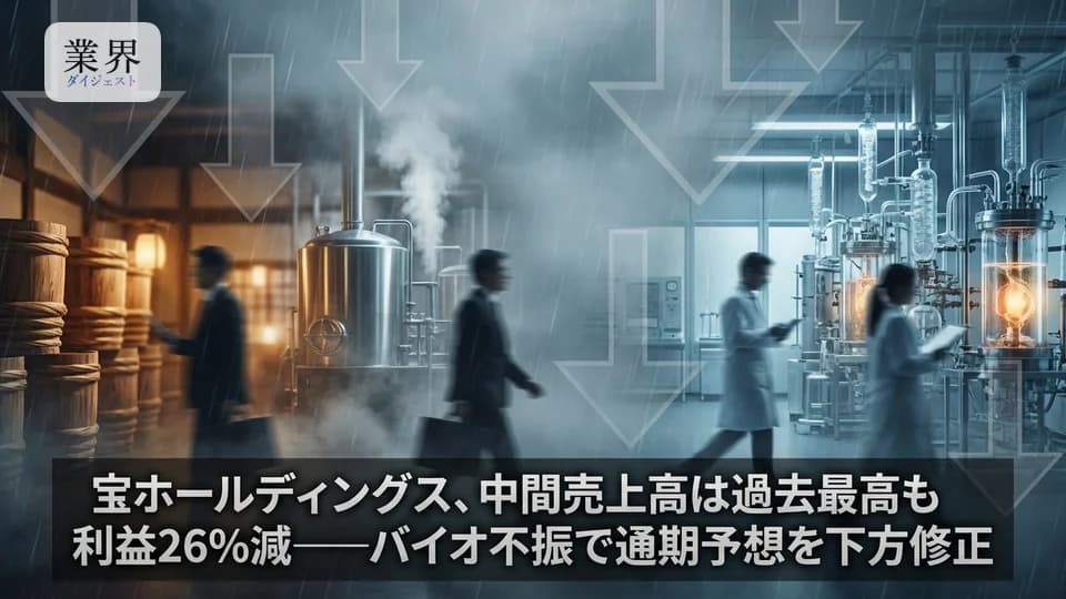 宝ホールディングス、中間売上高は過去最高も利益26%減——バイオ不振で通期予想を下方修正