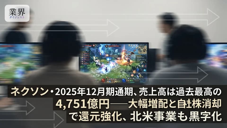 ネクソン・2025年12月期通期、売上高は過去最高の4,751億円——主力IP好調も為替差損で純利益31.7%減