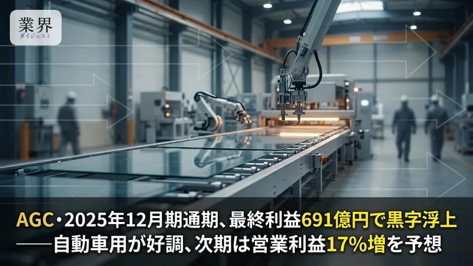 AGC・2025年12月期、純利益691億円で黒字転換——自動車・建築用が牽引、次期は17%営業増益を計画