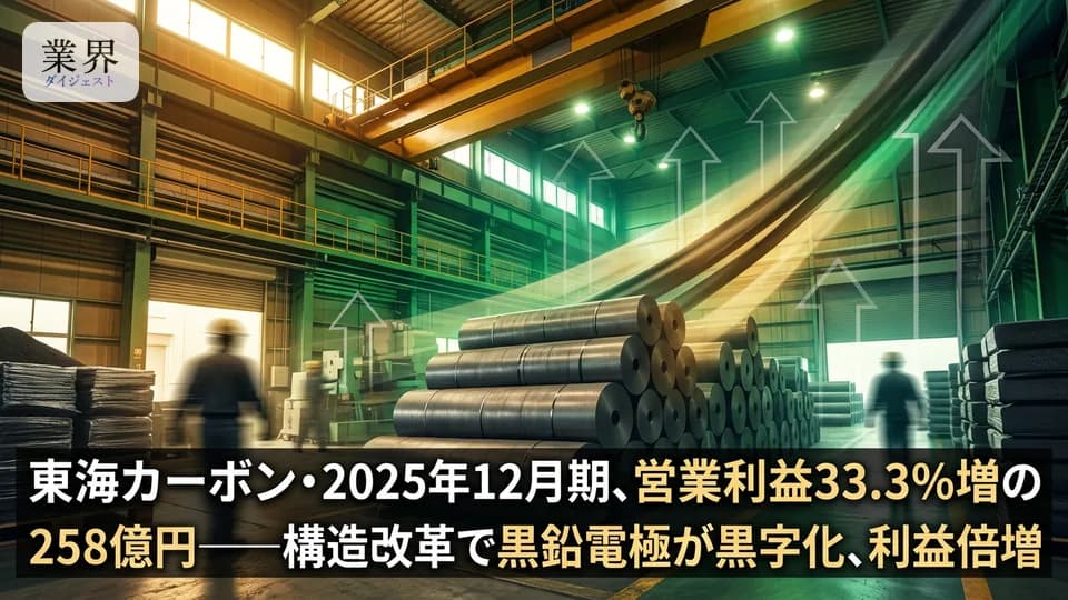 東海カーボン・2025年12月期通期、純利益200億円で黒字浮上——構造改革が実を結び営業利益は33%増