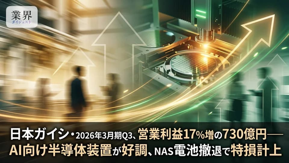 日本ガイシ・2026年3月期Q3、営業利益17.0%増の730億円——AI向け半導体関連が倍増、NAS電池撤退の特損を吸収し増益