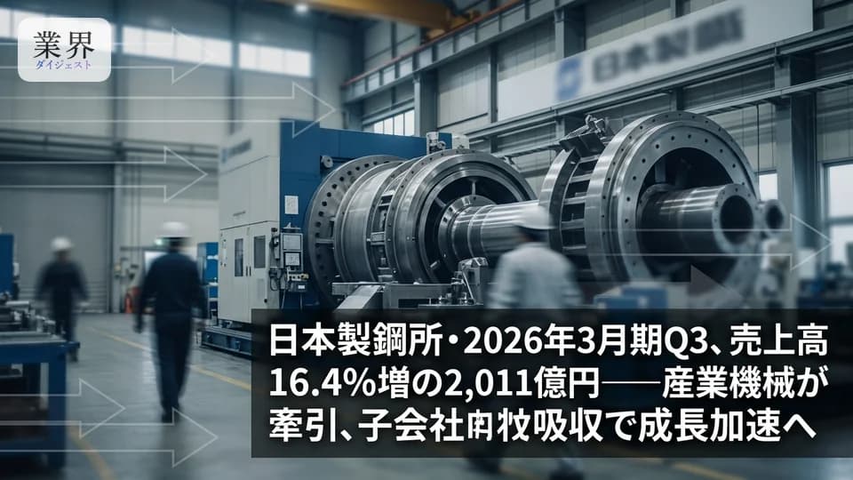 日本製鋼所・2026年3月期Q3、営業利益175億円で増益確保——産業機械の豊富な受注残が寄与、子会社吸収合併で再生へ