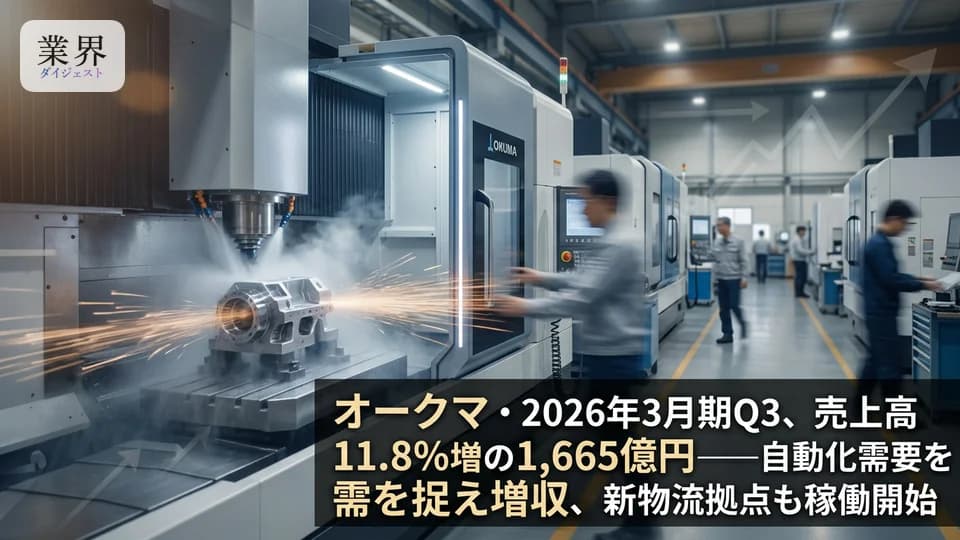 オークマ・2026年3月期第3四半期、純利益13.9%増の85億円——大型案件の受注が寄与、物流効率化へ投資加速