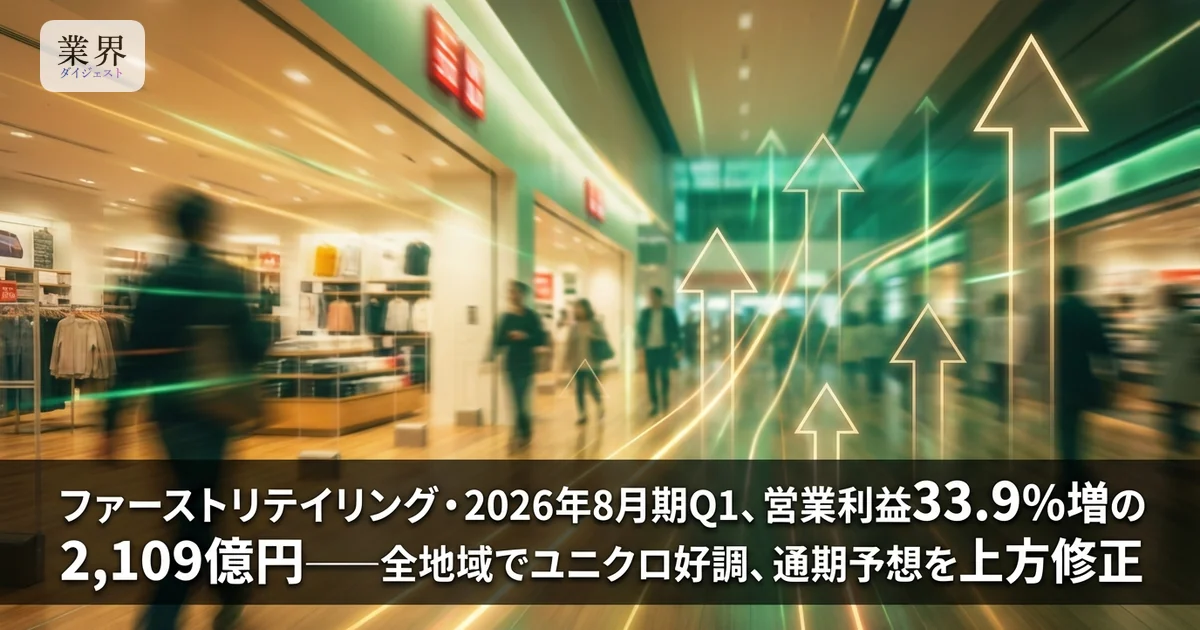 ファーストリテイリング・2026年8月期Q1、営業利益34%増の2,109億円——海外ユニクロ好調で通期予想を上方修正